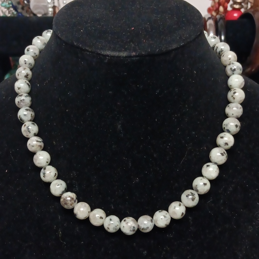 Maoshan Jade aka Blue Kiwi Jasper 925 Necklace 15 mm